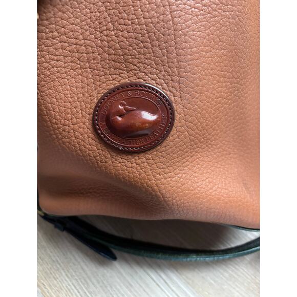 Dooney & Bourke All Weather Leather Drawstring Vintage Purse Tan Green Blue - Picture 12 of 12